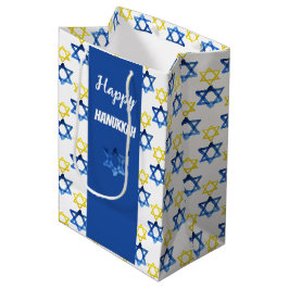 Happy Hanukkah Watercolor David Stars Mittlere Geschenktüte
