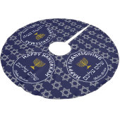 Happy Hanukkah Weihnachts-Erntedank MULTI Custom Polyester Weihnachtsbaumdecke (Schrägansicht)
