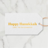 Happy Hanukkah Weiß-Blau-minimalistisch personalis Geschenkanhänger (Vorderseite (Horizontal))