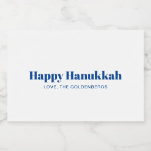 Happy Hanukkah Weiß-Blau-minimalistisch personalis Lebensmitteletikett