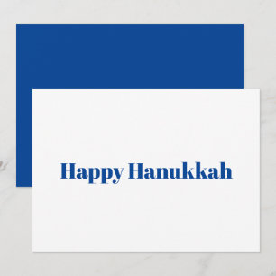 Happy Hanukkah weiße blaue Typografie Minimalist Feiertagskarte
