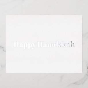 Happy Hanukkah weißen silbernen Typografie minimal Folien Feiertagspostkarte