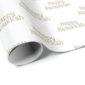 Happy Hanukkah weißer Goldtext minimalistisch mode Geschenkpapier (Rolleneckpunkt)