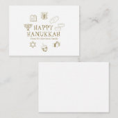 Happy Hanukkah, weißer individuelle Name Mitteilungskarte (Vorne/Hinten)