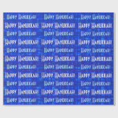 Happy Hanukkah White and Blue Kariert Wrapping Pap Geschenkpapier (Flach)