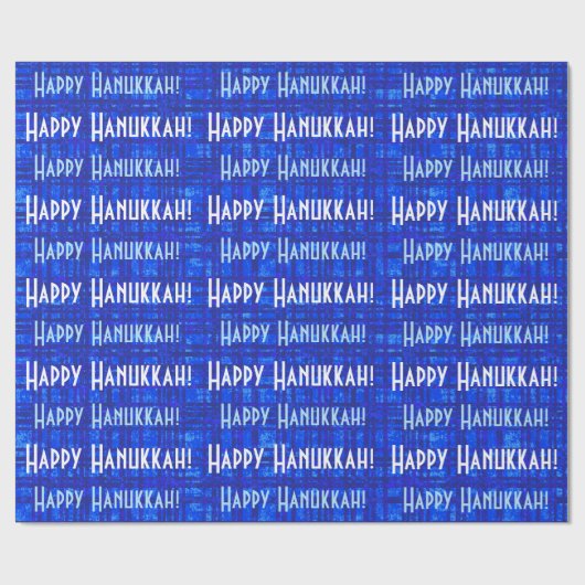 Happy Hanukkah White and Blue Kariert Wrapping Pap Geschenkpapier (Flach)