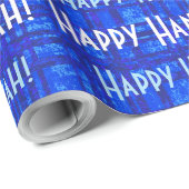 Happy Hanukkah White and Blue Kariert Wrapping Pap Geschenkpapier (Rolleneckpunkt)