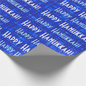 Happy Hanukkah White and Blue Kariert Wrapping Pap Geschenkpapier (Ecke)