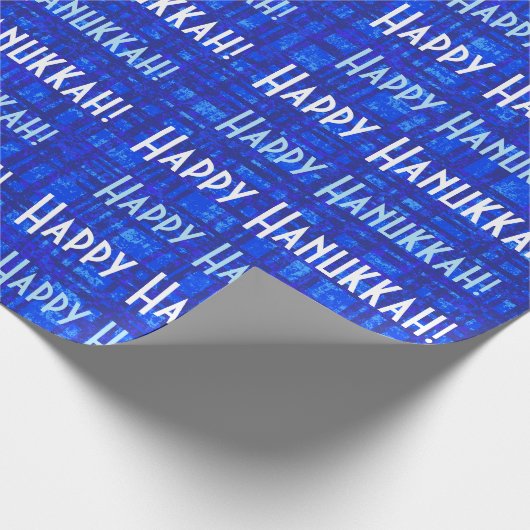 Happy Hanukkah White and Blue Kariert Wrapping Pap Geschenkpapier (Ecke)