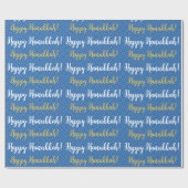 Happy Hanukkah White, Blue und Gold Geschenkpapier (Flach)