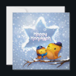 Happy Hanukkah Winter Snow Birds<br><div class="desc">Dieses Urlaubsdesign zeigt zwei Vögel, die auf einem schneebedeckten Zweig sitzen und eine Kippe und einen Schal tragen, dessen Schnee im Hintergrund fällt. Der Text "Happy Hannukah" in der modernen weißen Typografie in der Star of David. #hanukkah #chanukah #holidays #days #festive #winter #birds #scarf #kippah #jewish #cap #modern #niedlich #trendy...</div>