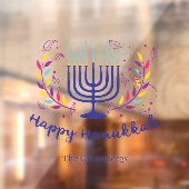 Happy Hanukkah Wohngestaltung Personalisiert farbi Fensteraufkleber (Blatt 2)