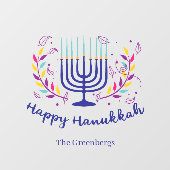 Happy Hanukkah Wohngestaltung Personalisiert farbi Fensteraufkleber (Blatt)