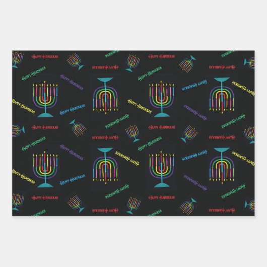 Happy Hanukkah Wrapping Paper Geschenkpapier Set (Vorderseite)