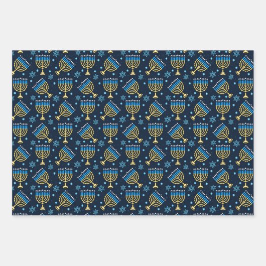 Happy Hanukkah Wrapping Paper Set 3 Geschenkpapier Set (Vorderseite 3)