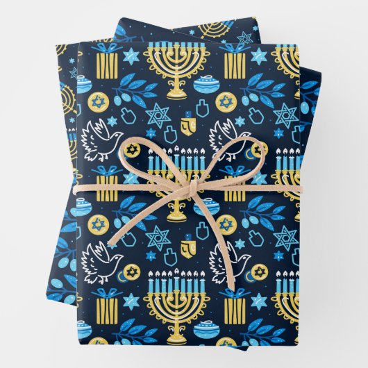 Happy Hanukkah Wrapping Paper Set 3 Geschenkpapier Set (Beispiel)