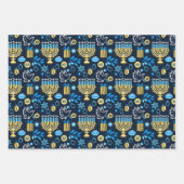 Happy Hanukkah Wrapping Paper Set 3 Geschenkpapier Set (Vorderseite)