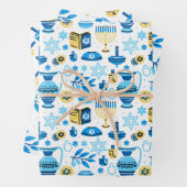 Happy Hanukkah Wrapping Paper Set 3 Geschenkpapier Set (Beispiel)