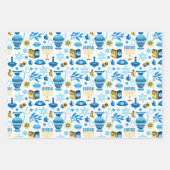 Happy Hanukkah Wrapping Paper Set 3 Geschenkpapier Set (Vorderseite)