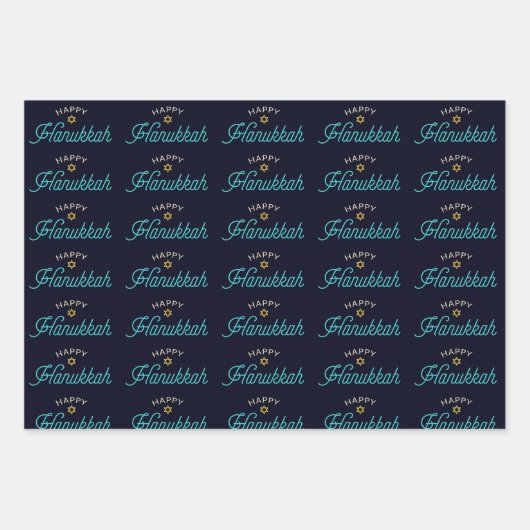 Happy Hanukkah Wrapping Paper Sheets Geschenkpapier Set (Vorderseite)