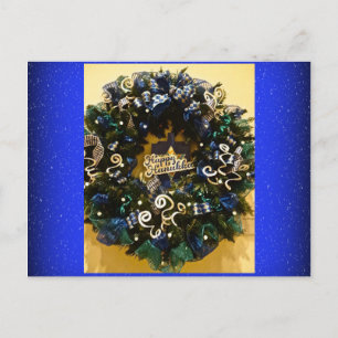 Happy Hanukkah Wreath Jüdischer Feiertag Gruß Postkarte