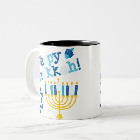 Happy Hanukkah Zweifarbige Tasse (Vorderseite Links)