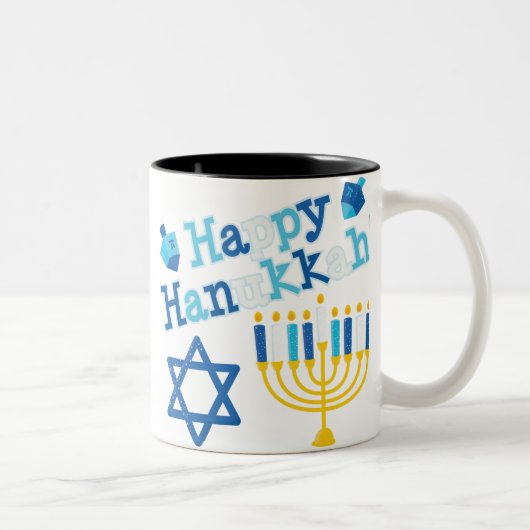 Happy Hanukkah Zweifarbige Tasse (Rechts)