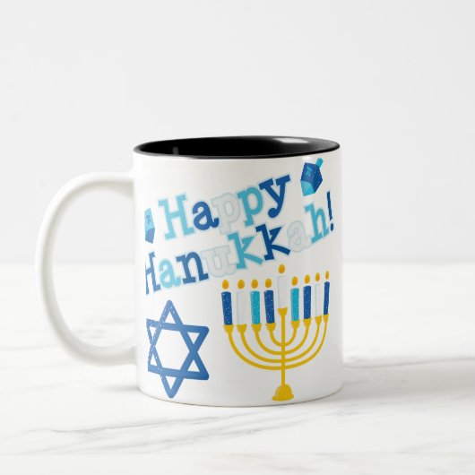 Happy Hanukkah Zweifarbige Tasse (Links)
