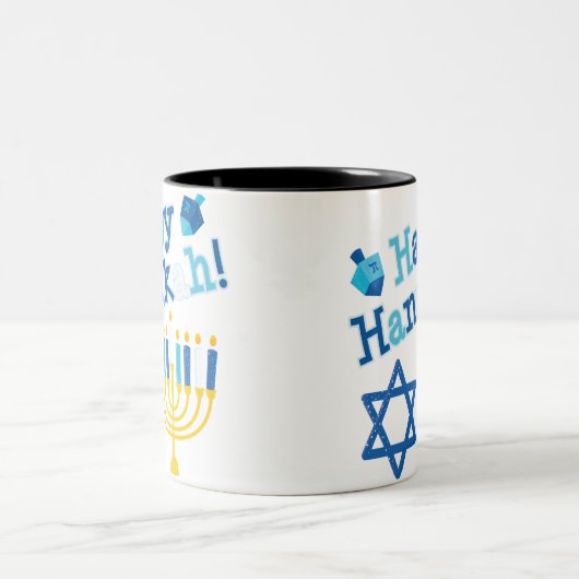Happy Hanukkah Zweifarbige Tasse (Mittel)
