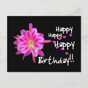 Happy Happy Birthday - Pink Tropical Blume Postkarte