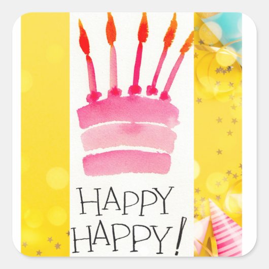 HAPPY HAPPY QUADRATISCHER AUFKLEBER (Vorderseite)