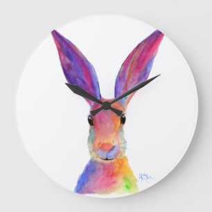 Happy Hare ' JELLY BEAN ' Clock von Shirley Mac Große Wanduhr