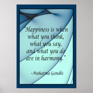 Happy Harmony Gandhi Zitat Poster
