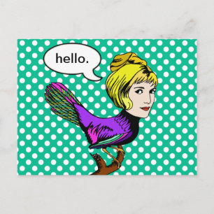 Happy Harpy Anthropomorphic Bird Girl Postcard Postkarte