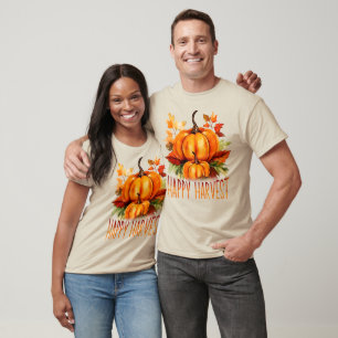 "Happy Harvest" Aquarell Pumpkin & Herbstlaubs T-Shirt