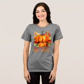 "Happy Harvest" Aquarell Pumpkin & Herbstlaubs Tri-Blend Shirt (Vorderseite voll)
