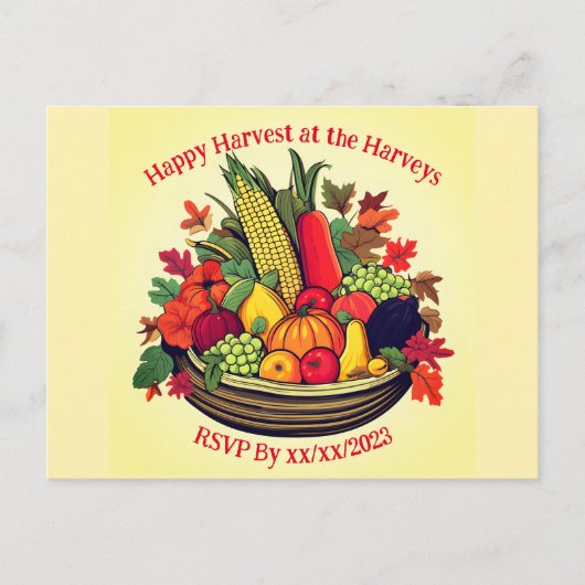 Happy Harvest Cornucopia Einladungspostkarte (Vorderseite)