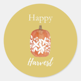 Happy Harvest Fall Pumpkin Stickers - Gelb