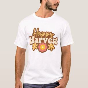 Happy Harvest Pumpkin Halloween Groovy Fall Saison T-Shirt