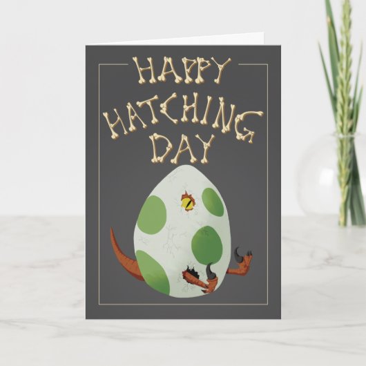 Happy Hatching Day - Dinosaur Geburtstagskarte Karte (Vorderseite)