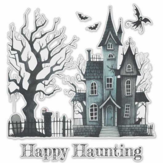 Happy Haunting Aufkleber (Vorderseite)