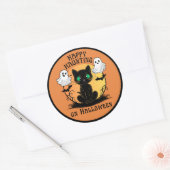 Happy Haunting Black Cat Halloween Sticker (Umschlag)