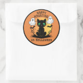 Happy Haunting Black Cat Halloween Sticker (Tasche)