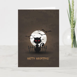 Happy Haunting Black Cat Karte