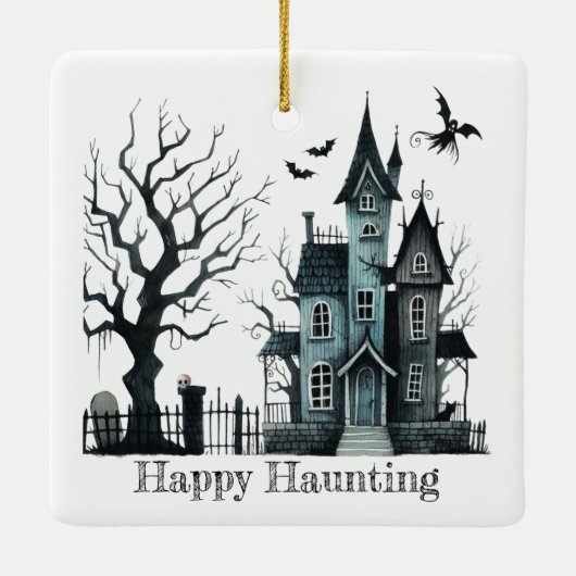 Happy Haunting Customize Keramikornament (Rückseite)