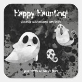 Happy Haunting Ghoful Adventures Quadratischer Aufkleber (Vorderseite)