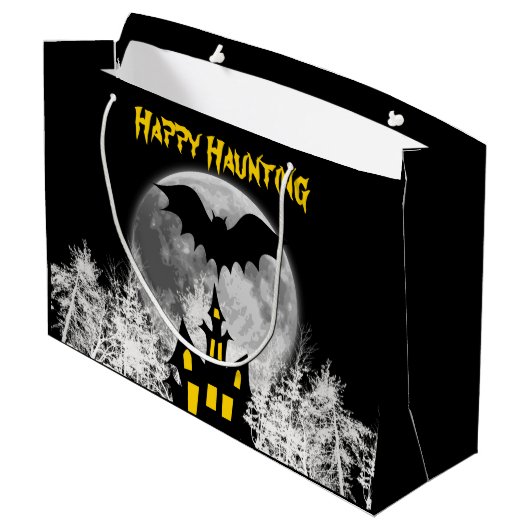 Happy Haunting Große Geschenktüte (Rückseite Schrägansicht)
