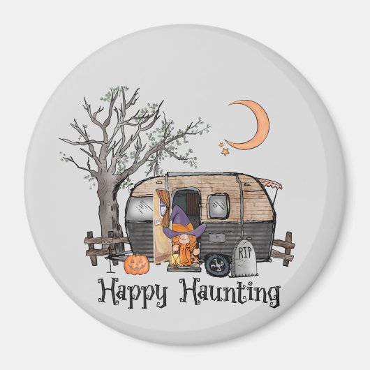 Happy Haunting | Halloween Camper | Spooky Hexe Magnet (Vorne)