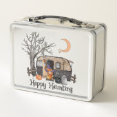Happy Haunting | Halloween Camper | Spooky Hexe Metall Brotdose (Rückseite)