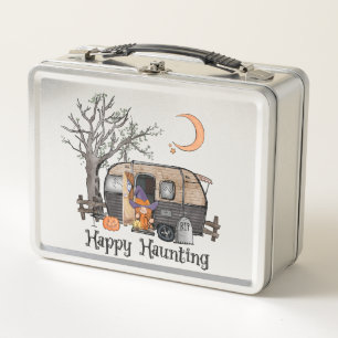 Happy Haunting   Halloween Camper   Spooky Hexe Metall Brotdose